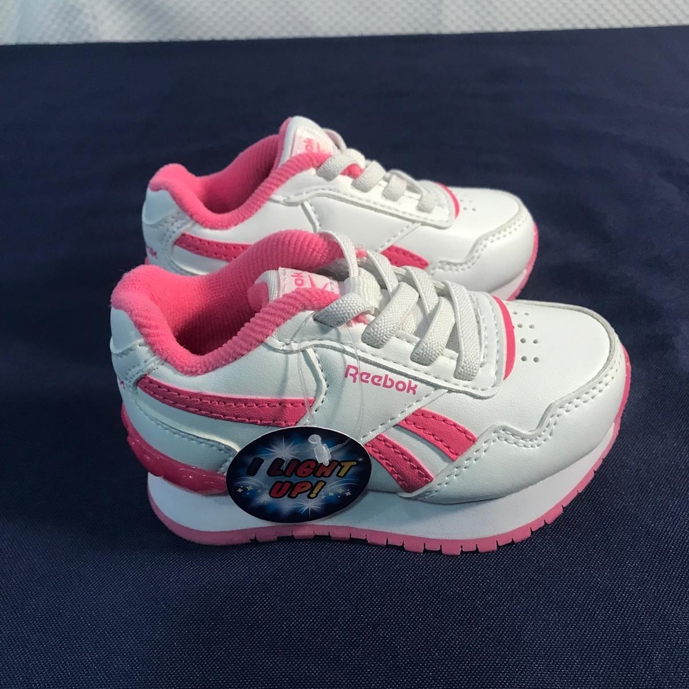 Reebok Beby Girl's White & Pink Royal CL Jog/Glide Sneakers, Size 5 - Picture 4 of 9